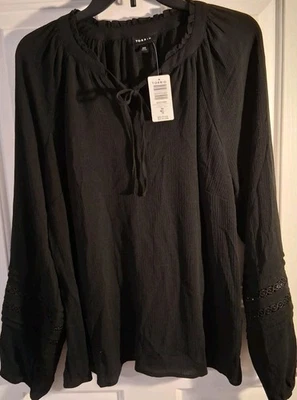 Top Torrid Arrugado Gasa Corbata Frontal Manga Larga Talla M/L Nuevo Con Etiqueta Foto 1 de 4