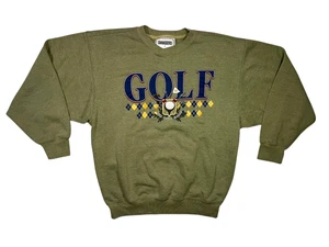 Vintage y2k GOLF x THE ONLY GAME grün warm KURS RUNDHALSAUSSCHNITT Fitnessstudio Sweatshirt Herren M - Bild 1 von 4