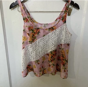 Women’s Floral With Lace Accent Tank Top. Size Small - Picture 1 of 4