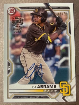 CJ Abrams 2023 Topps Archive Signature Series Rookie on card Auto /93 Nationals - Image 1 of 2