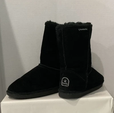 Bearpaw Emma Short Women Sz 8 Black Suede Sheepskin/Wool Lining Pull On 608W - Image 1 of 4