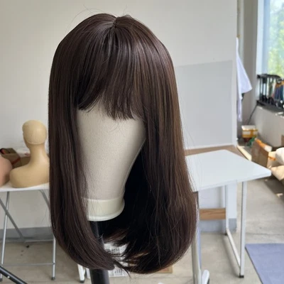 Peluca Cosplay con Flecos Cabello Resistente al Calor Marrón Oscuro Corto Recto Foto 1 de 4