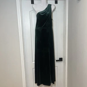 Birdy Grey Kira One Shoulder Kleid L Samt grün formell Weihnachten Urlaub Schlitz - Bild 1 von 19
