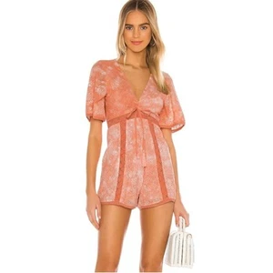 Tularosa Monroe orange coral eyelet romper size Extra Small XS - Picture 1 of 16