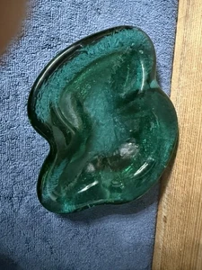 Vintage Blenko Dark Green Glass Ashtray Or Trinket Dish - Picture 1 of 19