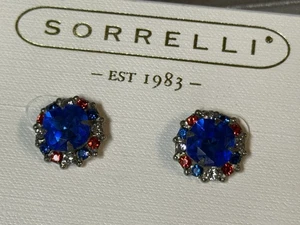 Orecchini Vintage Sorrelli Patriottici Rosso Bianco Blu Strass Nuovi (CJ-A3-4) - Foto 1 di 2