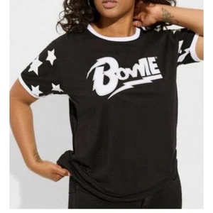 The Vinyl Icons David Bowie schwarz Sternendruck Torrid T-Shirt Top 00 Neu mit Etikett Large - Bild 1 von 9