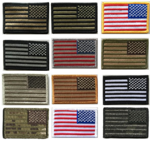VELCRO® BRAND Fastener Morale HOOK PATC USA US Flag Reversed Facing Patches 3x2"