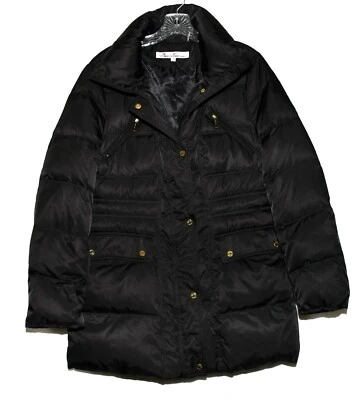 Kenneth Cole New York Black Duck Down Womens Puffer Jacket w Missing Hood Size L - Image 1 of 4