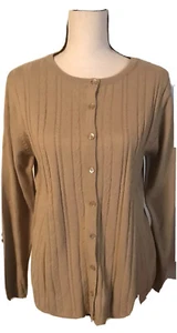 Jenny Brown Long Sleeve Brown Button Up Acrylic Cardigan Sweater Sz Medium WB13 - Picture 1 of 5