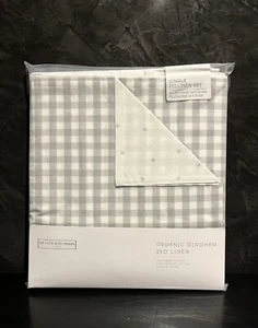 The Little White Company Organic Cotton Reversible Gingham Bed Linen, Single Bed - Picture 1 of 6