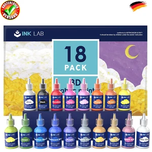 Stofffarben Set 18 Farben 3D Wasserfest Textilfarbe Stoffmalfarben Mit Pinsel Fü - Bild 1 von 7