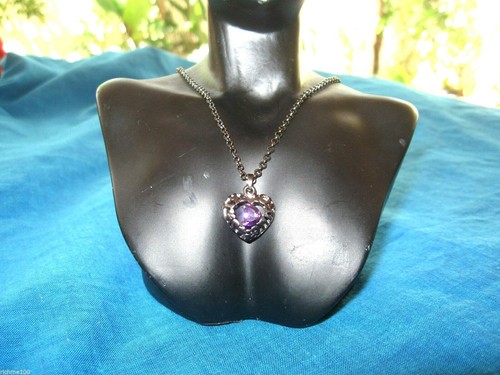 Collana Christian Dior Ciondolo Forma Cuore Placcato Rodio Viola Swarovsky D