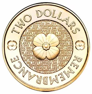 Australian Two Dollar $2 coin - 2012 - POPPY REMEMBRANCE - Circulated🥇 Rare - Foto 1 di 2
