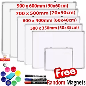 MAGNETIC WHITEBOARD SMALL LARGE WHITE BOARD DRY WIPE NOTICE OFFICE SCHOOL HOME - Picture 1 of 3