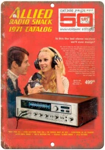 Radio Shack 1971 cubierta de catálogo electrónico reproducción vintage letrero de metal D33 - Imagen 1 de 2