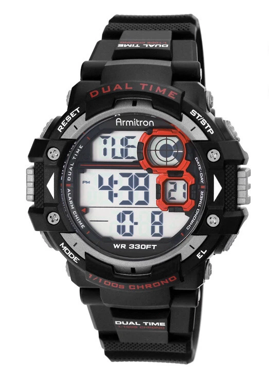 Armitron Sport Men's 40 8309red Grey Cased Digital Chronograph Black Resin...