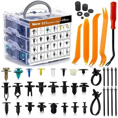 950pcs Car Retainer Auto Fasteners Push Trim Plastic Clips Pin Rivet Bumper Kit - Image 1 of 4