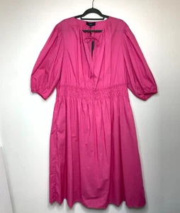 Maxi Vestido BASQUE Curve Algodón Orgánico Rosa 22 | Nuevo con Etiquetas Bolsillos Fruncidos PVP $149 - Imagen 1 de 10