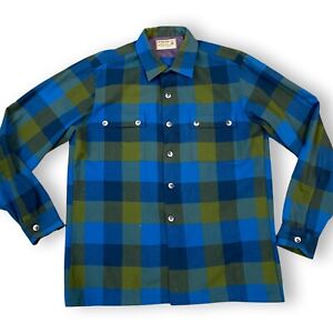 Vintage 60s McGregor Scotlana Wool Flannel Plaid Shirt Long Sleeve XL