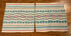 2 West Elm Multicolor Embroidered Pillow Covers Neutral Back and Button Closure - Picture 1 of 7