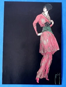 Postcard Art Nouveau Woman Women in Red Fashions Ernst Dryden - Picture 1 of 2