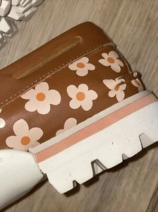 SPERRY TOP SIDER Floral Pink Orange Leather Lug Vibram Loafer 11.5 NEW❤️blt15m14 - Picture 1 of 11