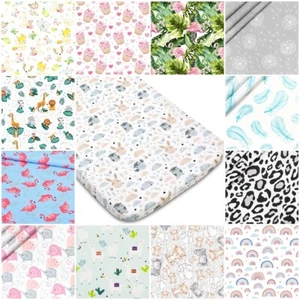 COT FITTED SHEET PATTERNED 100% cotton BED COVER 60x120 70x140 jungle flowers - Picture 1 of 63