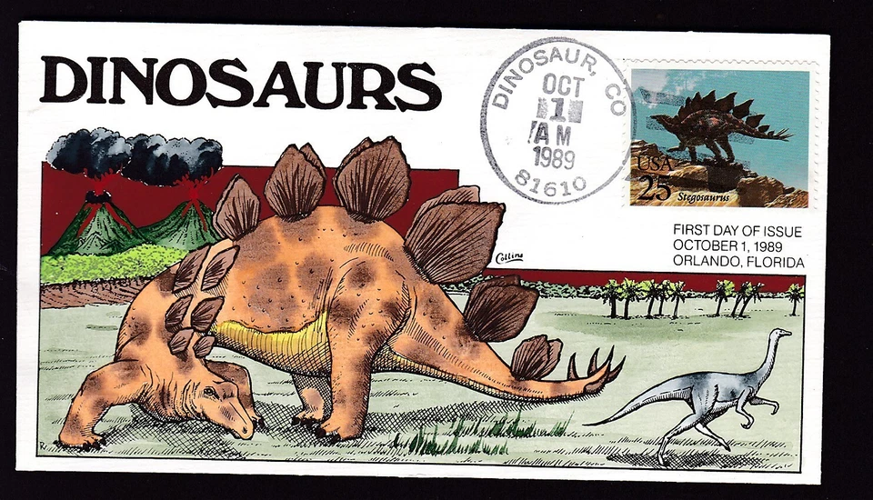 F.D.C. - DINOSAURS "STEGOSAURUS" OCT. 1, 1989 - Image 1 of 1