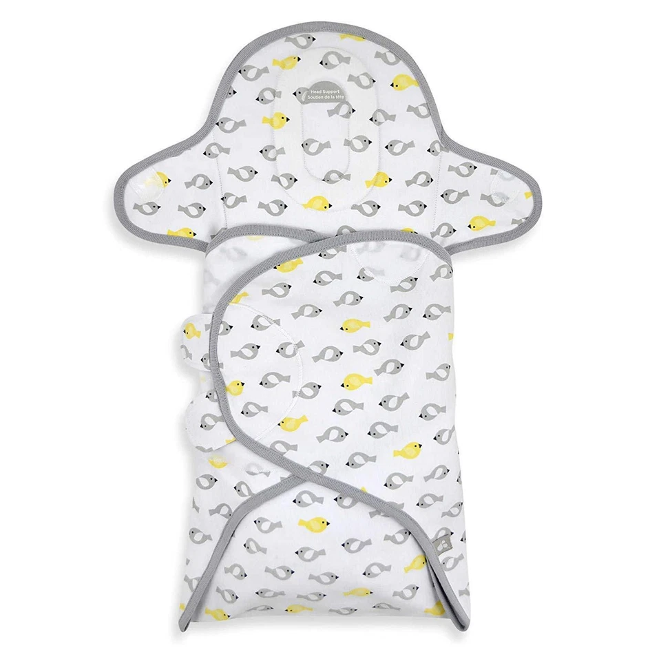 Just Born Infant Deluxe Swaddle unissex amarelo estampa de pássaro acolchoado, tamanho 0/3 meses - Imagem 1 de 1