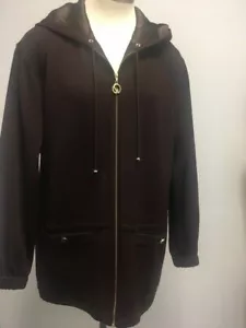 St John Sport Hoodie Jacke schokoladenbraun gold Logo Reißverschluss Zug XL 14 16 - Bild 1 von 5