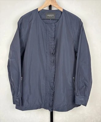 Lafayette 148 New York Arlo Ruffle Front Jacket XL Blue Quiet Luxury Minimalist - Imagem 1 de 4