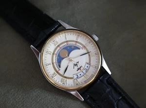 Watch Luch Real Moon Phase Calendar watch vintage quartz mens - Picture 1 of 6