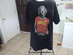 MARILYN MONROE UNISEX SCHWARZES T-SHIRT ESPANA SPANISCH GRÖSSE LARGE - Bild 1 von 3