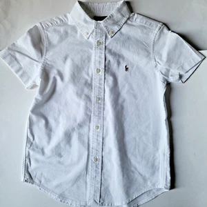 Polo RALPH LAUREN Button Front shirt Pony logo Big Boys Size 7 L XL White Oxford - Picture 1 of 11
