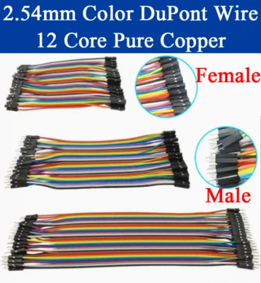 40pcs 2.54mm Spacing 10~100cm Length Colorful DuPont Cables Wire F-F M-M F-M M-F