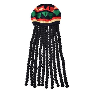 Rasta Hat with Dreadlock Wig for Men Women Reggae Beanie Jamaican Knitting Beret - Picture 1 of 10