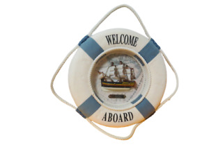 Life Preserver Buoy Decor  HM Endeavor 3D Ship In Middle Welcome Aboard 12" Diam