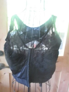 Vintage BLACK Front HOOK & EYE Closure LONG LINE w/Boning BRA Size 54DD - 1980's - Picture 1 of 5