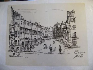 Metz Place the Wheelwrights André Simon 1926-2014 Ink Chinese On Tracing Paper - Picture 1 of 2