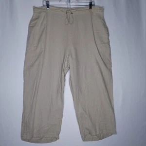 Evans City Chic Linen Capris Womens 28 Relaxed Beige Straight Pocket Drawstring - Picture 1 of 8
