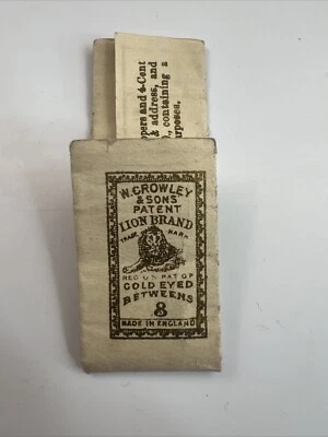 Vintage  W. Crowley & Sons Lion Brand Gold Eyed Betweens 8 Needles England - Image 1 of 4