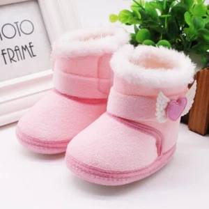 Baby Girl Plush Snow Boots Soft Warm First Walkers - Picture 1 of 7