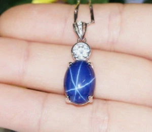 Lindy Star Pendant, Women's Bue Star Sapphire Pendant, Lindy Star Necklace - Picture 1 of 5