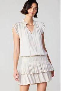 Current Air Zoe Pleated Mini Dress Drop Waist Women's Sz S Peasant Anthropologie - Picture 1 of 6
