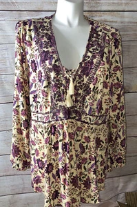 TORRID Gr. 3 Blumen bestickt Spitze Babydoll strukturiert Challis Top Bluse Neu ohne Etikett - Bild 1 von 12