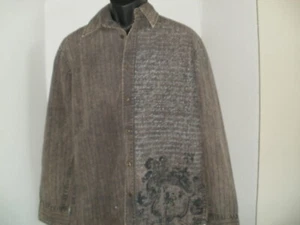 ROAR BUCKLE L/S braun gestreiftes Hemd mit Knöpfen bestickt Luxus Schriftzug - Large - Bild 1 von 10