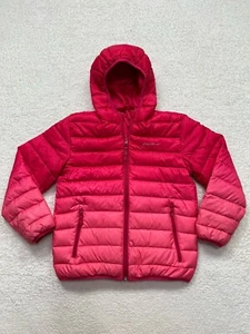 Eddie Bauer Jacket Girls Kids Medium 10/12 Pink Puffer Reversible Down Fill - Picture 1 of 10