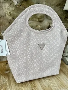 Guess Logo Monogram Insulated Cut Out Lunch Tote Bag Pink / Blush Brand New  - Picture 1 of 14