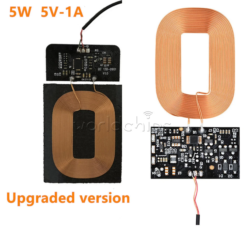 5W 5V 1A Wireless Charger PCBA Board Receiver Module + Coil Charging Module - Image 1 of 4
